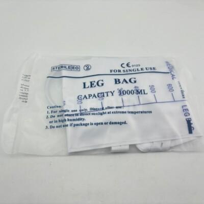 Leg Bag Urinary Drainage Bag, 1000ml, Anti-Reflux Valve, Cloth Straps, Easy Flip Drain (Pack of 2)