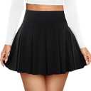 DLOODA Pleated Skirts for Women High Waisted Tennis Golf Skirt with Shorts Pockets Athletic Pickleball Mini Skort, Large, Black