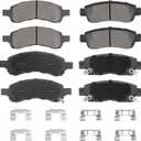 ILONPA Front Rear Semi-metal Disc Brake Pads Set for Buick Enclave 08-17, Rainier 06-07, for GMC Acadia 07-16, Envoy 06-09, for Traverse 09-17, for Saturn Outlook 07-10, 8PCS(With Hardware)