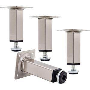 Shiny Metal Adjustable Legs | Furniture,cabinets,Table levelers feet | Leveling Foot and Screw mounting Package (Nickel Plating)