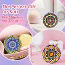 2 x CharySim 2 PC Diamond Art Compact Mirror Kits for Teen Girl Adults Women with Painting and Crafts Kits for Girls 8 12 Kids Old Ages 7 9 10 11 13 14 Year Birthday Gift(Mandala Pink)