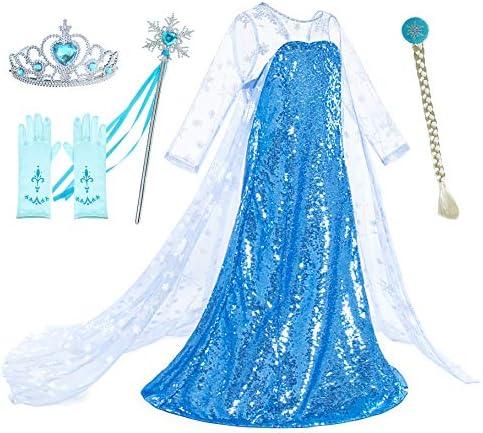Luxury Princess Dress Costumes with Shining Long Cape Girls Birthday Party 120