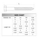 1/2 x 6 Black Lag Bolts, 20 PCs Heavy Duty Dacromet-Coated 304 Stainless Wood Lag Screws, Hex Head for Outdoor Framing Construction