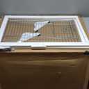 TRIXIE Freestanding Pet Gate with Pet Door, Wood and Wire, Adjustable Width, 22.5 in Height, White (Max Width 71")