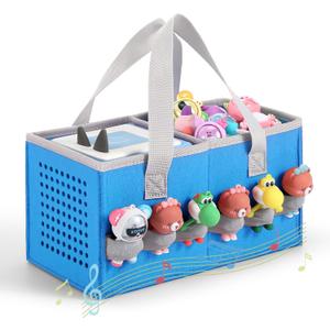 Carrying case for Toniebox Audio Player and Figurines Starter Set,Felt Organizer Bag,Travel for toniebox 2 Earphone and charger accessories portable bag (Blue)