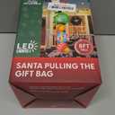 8FT Hanging Christmas Inflatable Outdoor Decoration Climbing Santa Pulling Gift Box Bag Funny Christmas Blow Up Yard Decorations with Builtin LEDs for Roof Balcony Window Tree Xmas Decor