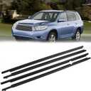 Weatherstrip Window Trim Compatible with Toyota Highlander 2008 2009 2010 Black Door Weather Stripps Molding Seal Belt Outside 4pcs