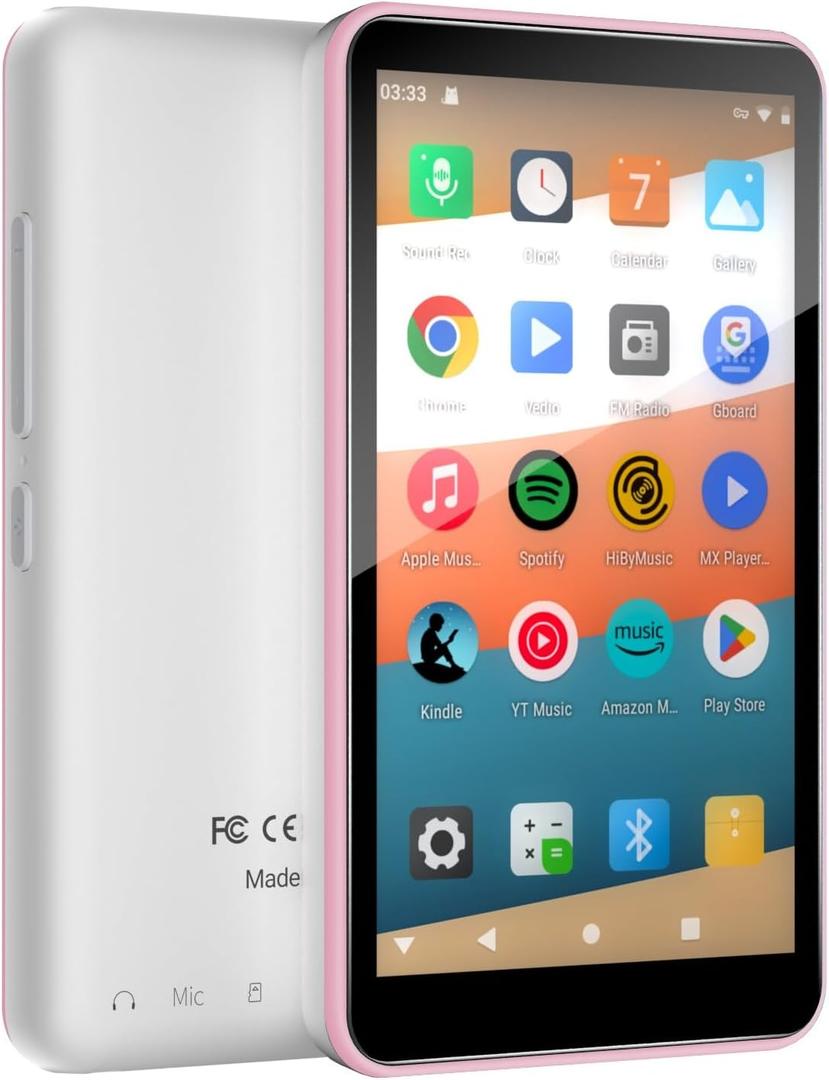 MP3 Player with Bluetooth and WiFi, 144GB Android 9.0, 4" Touch Screen, DGTenk Kids MP3 & MP4 Player for Spotify & Google Play, Parental Control, FM Radio, Long Battery Life for Travel & Gym, Blush-P