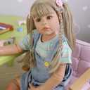 Pinky Reborn 39inch Reborn Toddler Dolls,Huge Baby Full Body Hard Vinyl Realistic Blond Hair Standing Girl Beautiful Dress Model Collectible Toddler Baby Girl