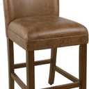 HomePop Upholstered Counter Stool, 24-Inch, Cognac Brown Faux Leather