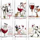 Hosuly 6 Pcs Christmas Snowman Wine Kitchen Towels Winter Decorative Hand Towels Xmas Snowman Dish Tea Kitchen Decor Christmas Cocktail Bar Decor for Home Wine Lover Gifts