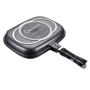 Double-Sided Pan Frying Pan Fried Steak Pan Fried Egg Pot Pancake Pan BBQ Griddle Pan Smoke-Free Non-Stick, Principle of The Pressure Cooker Allows Food to Reach A Fully Sealed Cooking State (36CM)