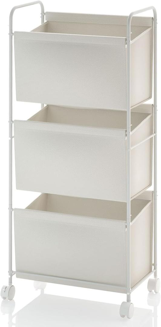 125L Vertical Laundry Hamper with Wheels, 3 Section Large Rolling Laundry Sorter with Detachable Inners, Metal Clothes Hamper Laundry Baskets Organizer for Bathroom, Bedroom, Dorm (Beige)