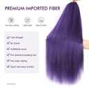 2 x Long Purple Braiding Hair Pre-Stretched - 24 Inch Sythetic Braiding hair Extensions for Braids, Purple Hair for Stage Party Halloween Costume Cosplay (24 Inch, Purple-2P)