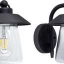 LUTEC 2 Pack Outdoor Indoor Exterior Light Fixture, Farmhouse Barn Wall Sconce, Matte Black Finish Anti-Rust Wall Mount Light, Waterproof Wall lamp with Clear Glass for Porch, Exterior, Patio