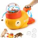 Interactive Dog Treat Dispenser Toy, Duck Shape Puzzle Feeder with Press Button and Rotating Design, Slow Feeding Game for Cats,Dogs,Other Pets