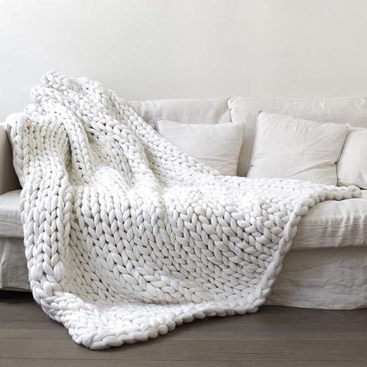 TYTOGE Handmade Knitted Pet Blanket Bed Chair Sofa Home Decor Gift (E) White