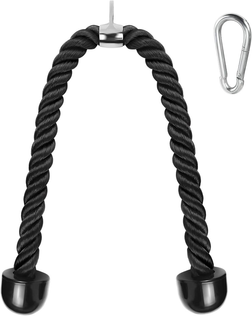 A2ZCARE Deluxe Tricep Rope Cable Attachment, 27 & 36 Inch Rope Length, Non-Slip & Easy to Grip with Snap Hook for Gym & Home Workout
