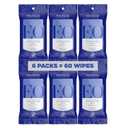 EO Hand Cleansing Wipes, 10 Wipes (Pack of 6), French Lavender, Plant Derived Alcohol with Pure Essential Oils