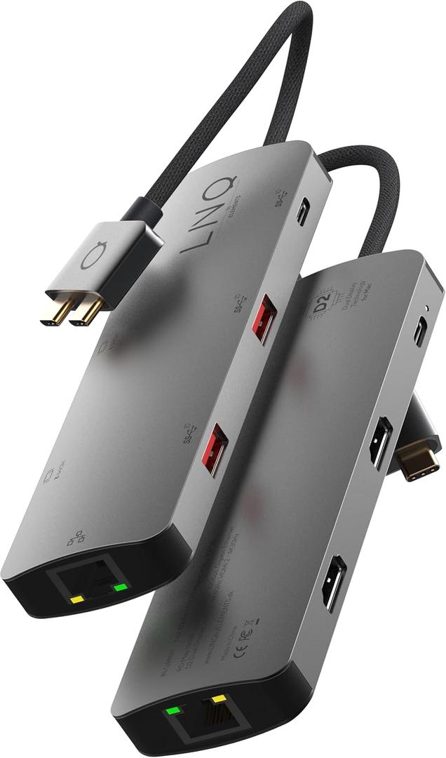 LINQ byELEMENTS LQ48011 7-in-2 D2 Pro MST USB-C Multiport Hub with Dual 4K HDMI and Ethernet for MacBook M1/M2