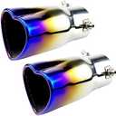 Car Exhaust Tip 2.5 inch Inlet, Universal Heart Shaped Exhaust Pipe Straight Muffler Tip Modification Tail Pipe Stainless Steel Tail Throat, Adjustable Thickened Pipe