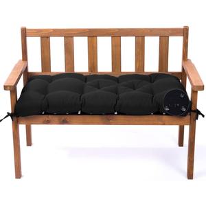 Indoor Outdoor Bench Cushion, Waterproof Swing Cushion Seat Chair Replacement Pads Pillow for Lounger Garden Furniture Patio Metal Wooden (Black, 47x20IN)