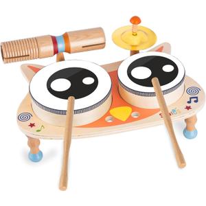 Stoie's Owl Drum Set for Babies and Toddlers, Wooden Percussion Musical Instruments for Kids, Eco Friendly, Montessori Educational Toy for Girls and Boys