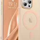 SUPFINE Magnetic for iPhone 15 Pro Max Case (Compatible with MagSafe) (Military Grade Drop Protection) Slim Translucent Matte Shockproof with Anti-Fingerprint Phone Case, Sand Pink