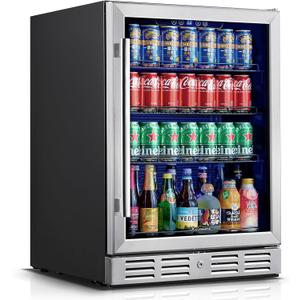 Kalamera 24 inch Beverage Refrigerator - 154 Cans Capacity Beverage Cooler- Fit Perfectly into 24" Space Built in Counter or Freestanding - for Soda, Water, Beer or Wine - For Kitchen, Bar or Office