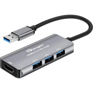 USB Hub with HDMI Extended Monitor 1080P@60Hz Display with 3 Port USB 3.0 Hub,Mirror & Extend Display Mode, Portable Aluminum USB Docking Station for Laptop, Desktop PC