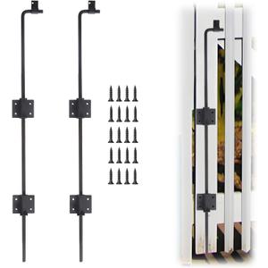 36" Heavy Duty Cane Bolt Gate Drop Rod, 2 Pack Black Gate Ground Latch for Wood Fence Metal Gates Doors Double Doors Fence, Gate Drop Pin (36 in)