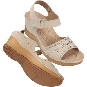 SHIBEVER Wedge Sandals For Women Low: Dressy Summer Sandal - Comfortable Rhinestone Sandals (9, 11 Beige) SHIBEVER Wedge Sandals For Women Low: Dressy Summer Sandal - Comfortable Rhinestone Sandals (9, 11 Beige)