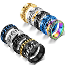 MOZAKA 10 Pcs 8mm Stainless Steel Ring Spinner Fidget Band Chain Rings for Men Women Polished Wedding Cool Ring, Size 8