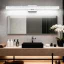 SOLFART LED Modern Bathroom Vanity Lights Over Mirror, Crystal Bathroom Light Fixtures, 40 Inch LED Chrome Vanity Light Wall Light