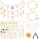 Quelay 328 Pcs Coquette Vintage Charm Necklace Making Kit Bulk for Women DIY with 118 Charms 200 Jump Rings 5 Necklaces 5 Bracelets Tools Accessories for Gift Beginner Arts and Craft Christmas