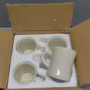 BYCNZB 11oz Ceramic Diner Coffee Mug set Stoneware Coffee Cups Set for Restaurant, Diner, Farmhouse, Coffee Shop, Home set of 4 with Coffee spoons and Woven Coasters (Cream)