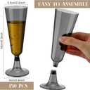 Meanplan 150 Pcs Black Champagne Flutes Disposable Bulk 5 oz Clear Toasting Glasses Plastic Champagne Glasses High Stem Cocktail Cup for Wedding Engagement Birthday Anniversary Graduation Party