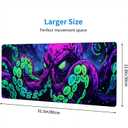 Octopus Desk Mat Gaming Mouse Pad Neon Cthulhu Monster Cool XL Mouse Pad Large Mousepad Extended Laptop Keyboard Mat Gaming Desk Pad Mouse Mat Office Computer Keyboard Laptop Home 31.5"x11.8"