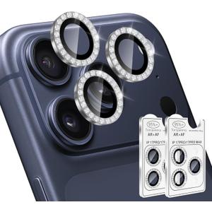 2 x 2 Pack for iPhone 17 Pro Max Camera Lens Protector Bling