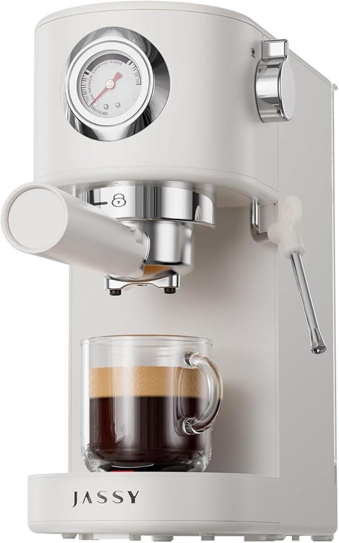 JASSY Espresso Coffee Machine 20 Bar Cappuccino Maker Compact Design with Powerful Milk Frother/Steam Wand for Espresso/Cappuccino/Latte,1.2L Water Tank,1376W