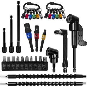 33Pcs Drill Bit Extensions Set-2 Pcs 105Right Angle Bit, Universal Socket Adapter Set, Bendable Drill Bit Extension, Screwdriver Bit Kit