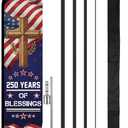 Tingjoo 15FT 250th Anniversary Feather Flag Pole Kit for Outdoor Patriotic Cross American Flag Feather Banner with Fiberglass Pole Kit and Ground Spike for Outdoor Event Planning