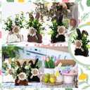 Yousoontic 3 Pcs Easter Table Decorations Farmhouse Bunny Decor for Home Wooden Tiered Tray Decor Table Centerpiece Rustic Spring Easter Bunny Decors Sign with Flower for Tabletop Mantel(Front)