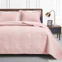 Love's cabin King Size Quilt Set Pink Bedspreads - Soft Bed Summer Quilt Lightweight Microfiber Bedspread- Modern Style Coin Pattern Coverlet for All Season - 3 Piece (1 Quilt, 2 Pillow Shams) (King (106"x96"), Coin Pattern Pink)
