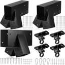 Duraaamo 7 Pack Heavy Duty Swing Set Bracket Kit with 4 Swing Hangers, 3 A-Frame Swings Brackets Hardware for DIY Backyard Playground, Includes 2 Main Brackets & 1 Middle Bracket 4 Rail(Black)