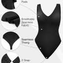 Decorus Women's Shapewear Tank Bodysuits - Plunge V Neck Sleeveless Shapewear Built in Bra V Backless Thong Body suits Tops (Black, XXL)