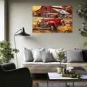Farmhouse Canvas Wall Art Rustic Old Truck with Barn Picture Print Country Landscape Painting Vintage Artwork for Living Room Bathroom Home Office Decor Framed(Art-5,16.00"x24.00")