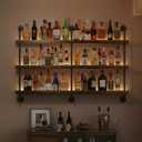 3-Tier Wall Mounted Wine Rack, Industrial Pipe Bar Shelf for Wine Bottle Storage, Industrial Pipe Shelves Shelf Shelving for Home Bar Dining Room Kitchen (47.2" W x 47.2" H)