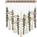 Artificial Eucalyptus Wall Hanging Decor Fake Plant Greenery Leaves Chip Strands Beads Garland on 16.5 inch Stick Boho Rustic Farmhouse Nature Bathroom Bedroom Living Room Decorations