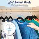 HOUSE DAY 14 Inch Kids Velvet Hangers 50 Pack, Durable Big Kid Hangers for Youth, Teen, Non Slip Kids Felt Hanger, Cute Children's Hanger for Closet, Black